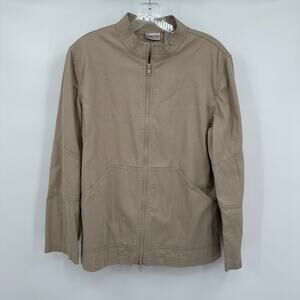 Chicos Womens Utility‎ Jacket Size 1 US M Taupe Zip Front Pockets Minimalist